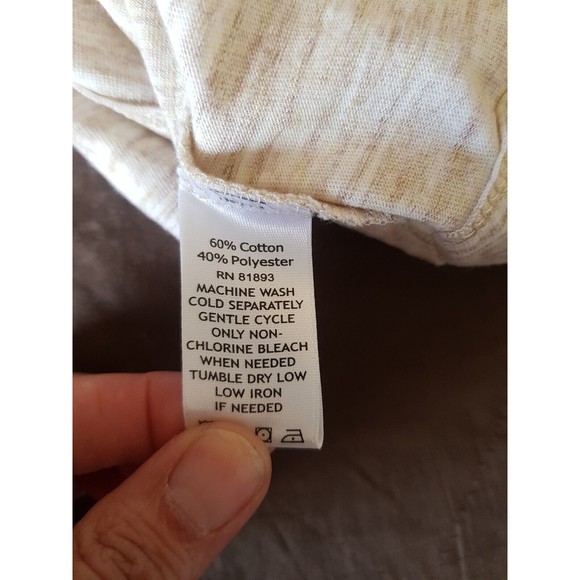 Isaac mizrahi Live Womens Blouse Size Small Beige Long Sleeve Button Space Dyed - Picture 9 of 12